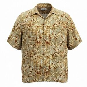Natural Issues Tan Silky Touch Palm Tropical Surf Island Relax Hawaiian Shirt XL